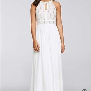 Long Halter Dress with Glitter Lace Bodice (NEW)
